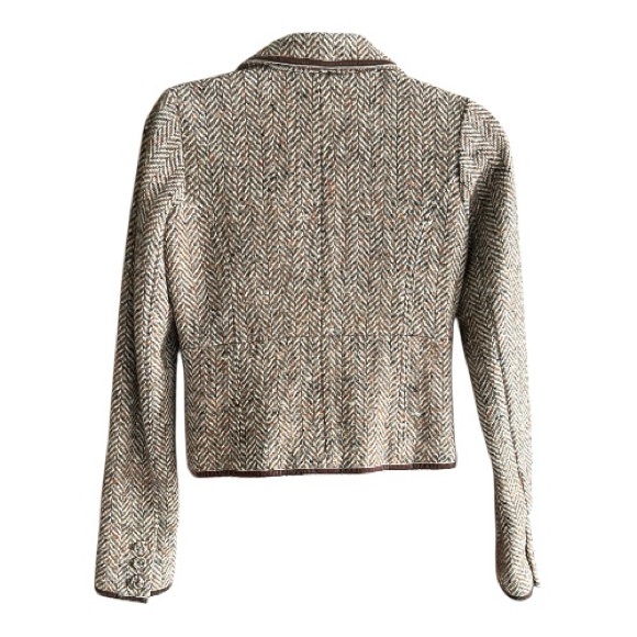 Vintage ABERCROMIE & FITCH Wool & Silk Tweed Fitted Blazer Y2K S - Picture 3 of 9